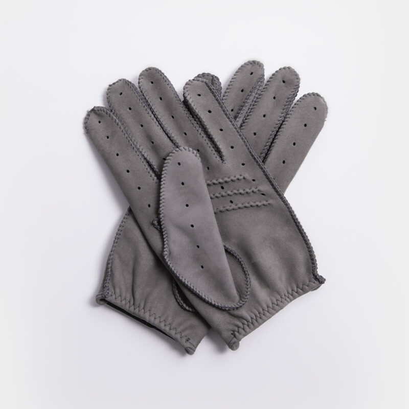 suede grey driving gloves back