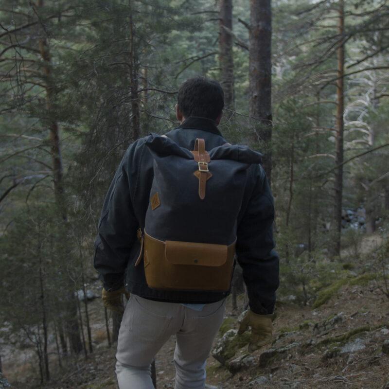 waxed canvas backpack lifestyle