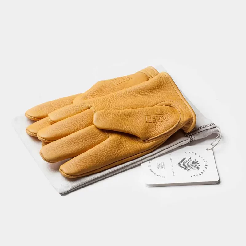 cafe racer deerskin gloves yellow