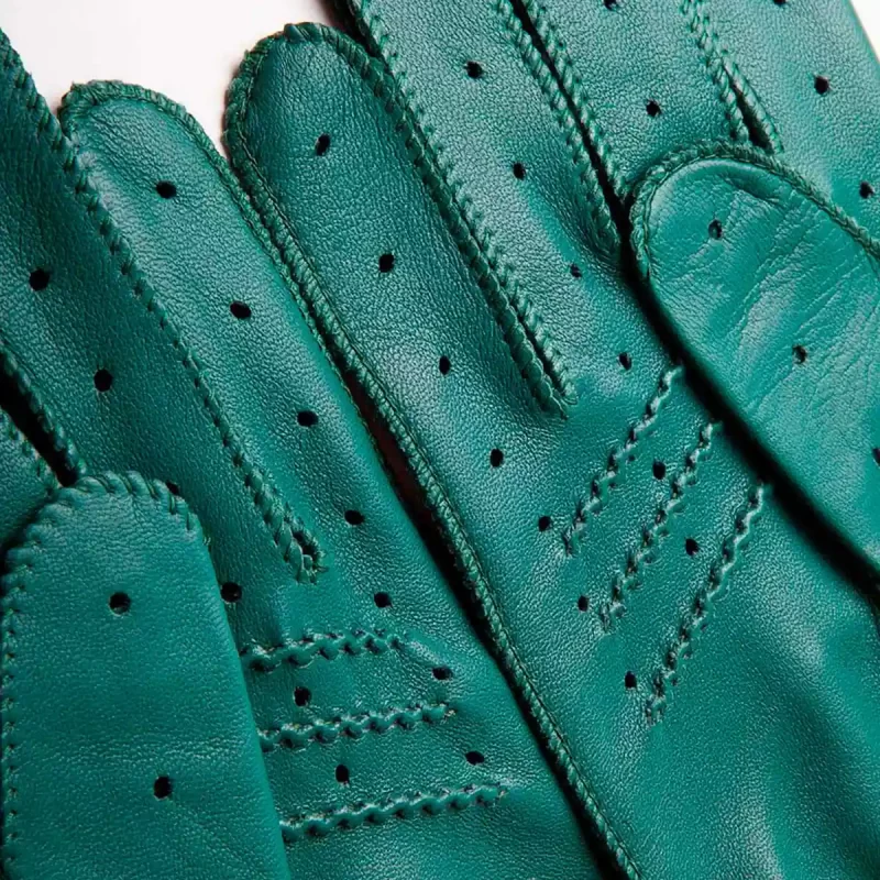 driving gloves green leather