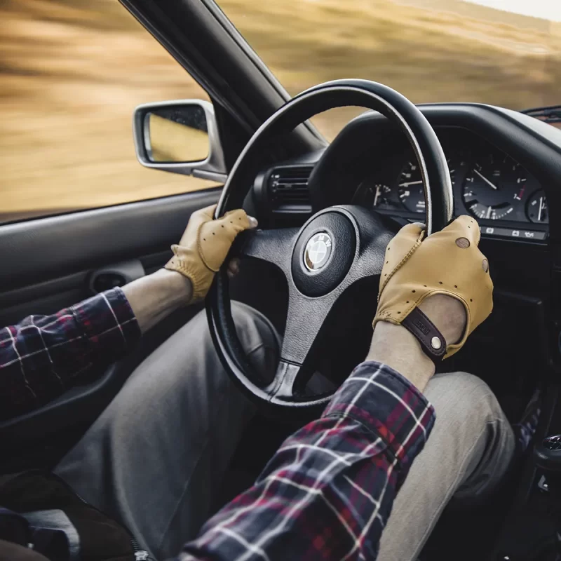 fingerless driving gloves yellow