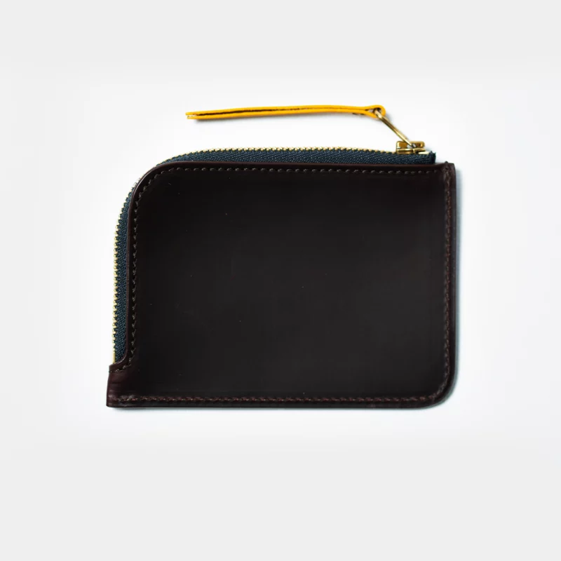 leather zip wallet card holder black coffee back