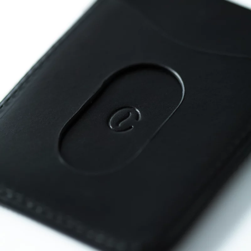 leather card holder all black back side