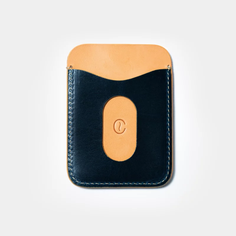 leather card holder ocean natural back