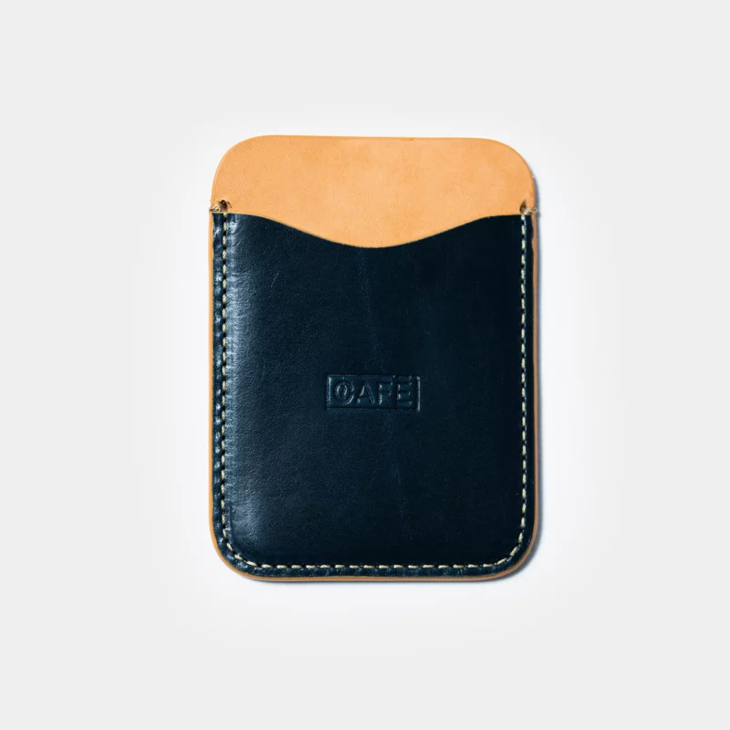 leather card holder ocean natural front