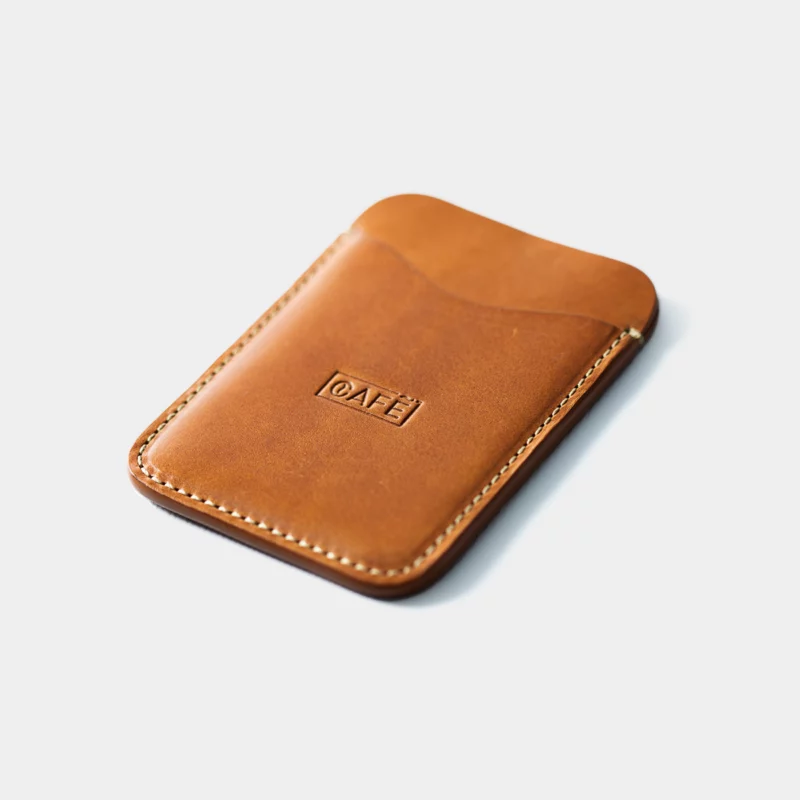 leather card holder roasted front