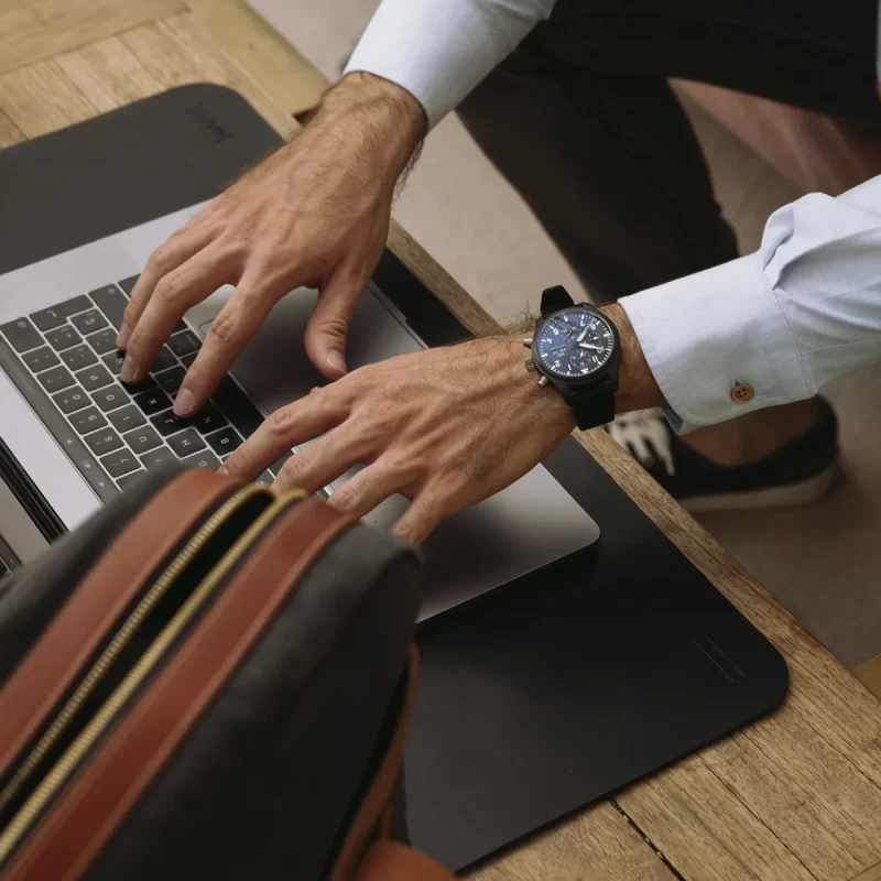 leather desk pad black