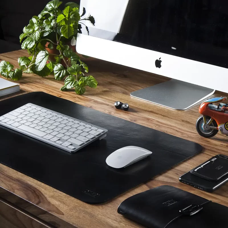 leather desk pad black