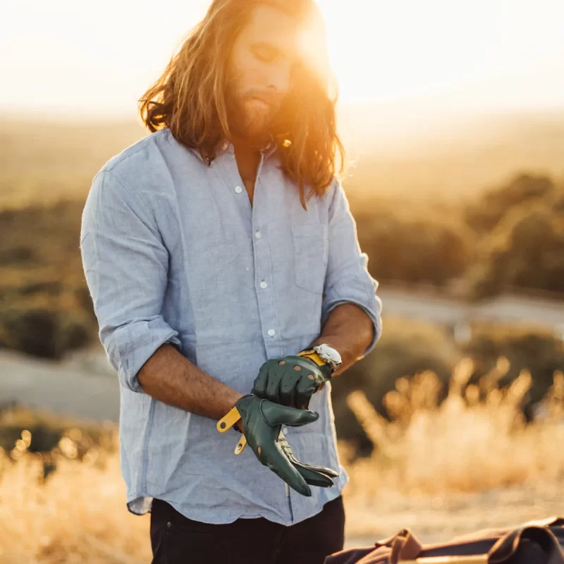 driving gloves green leather