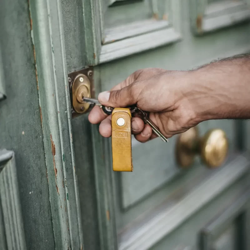 keychain leather yellow