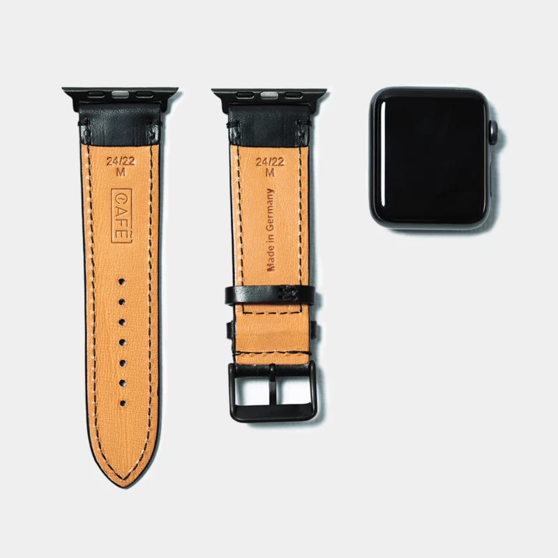 leather iwatch strap in black