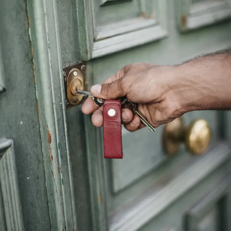 keychain leather red