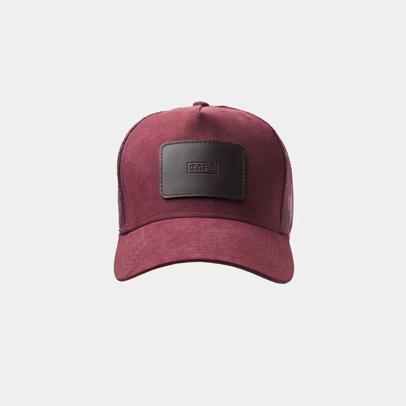 suede mesh cap burgundy dark brown