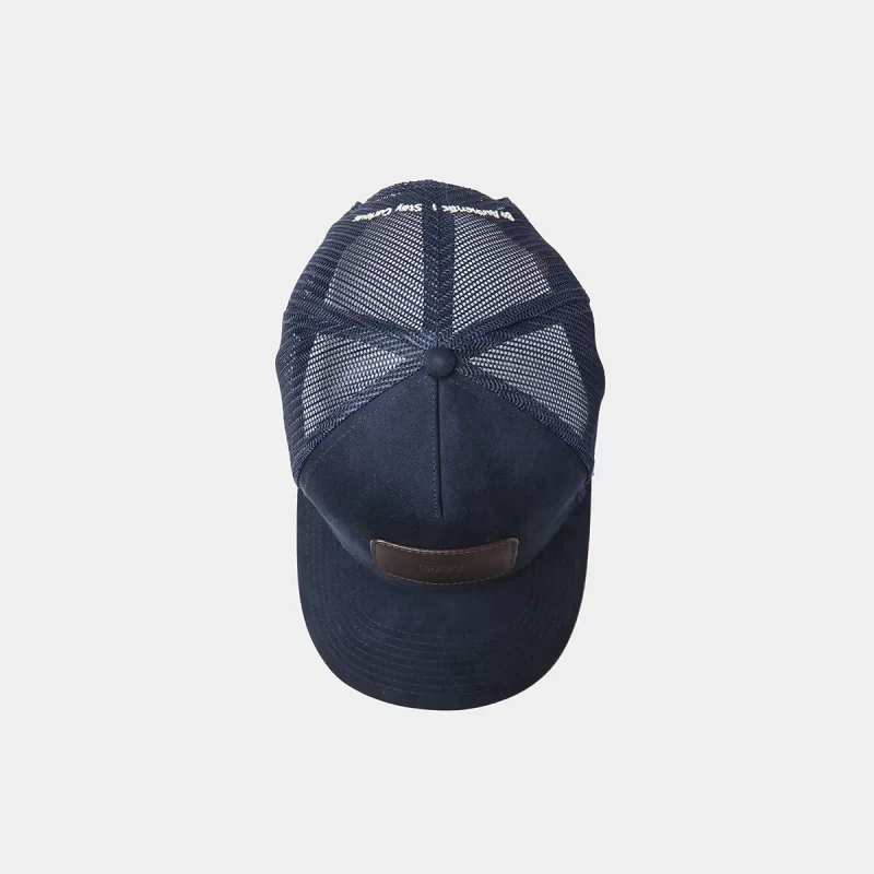 suede mesh cap navy dark brown