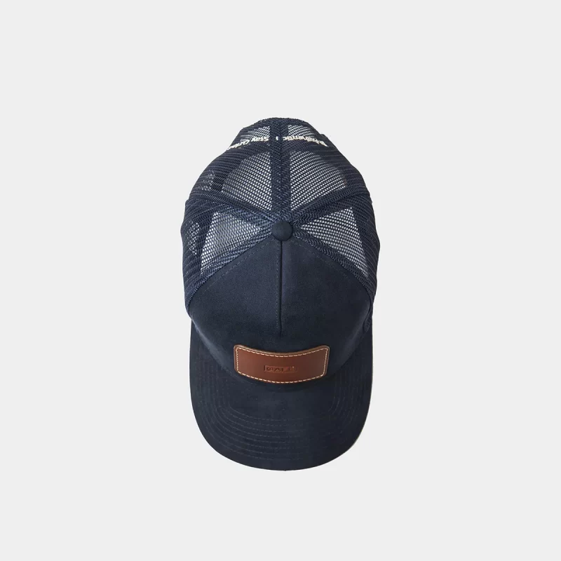 suede mesh cap navy brown