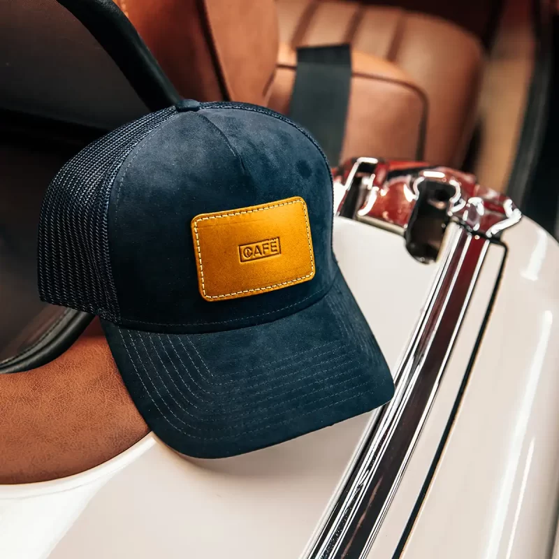 suede mesh cap navy spicy mustard