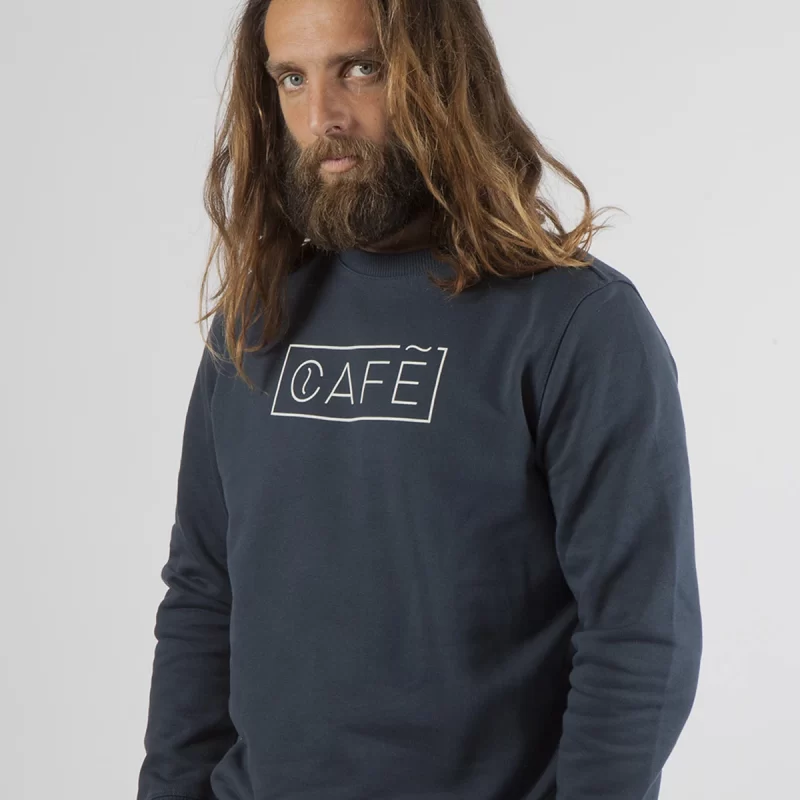 Organic cotton swaetshirt blue CAFÉ logo